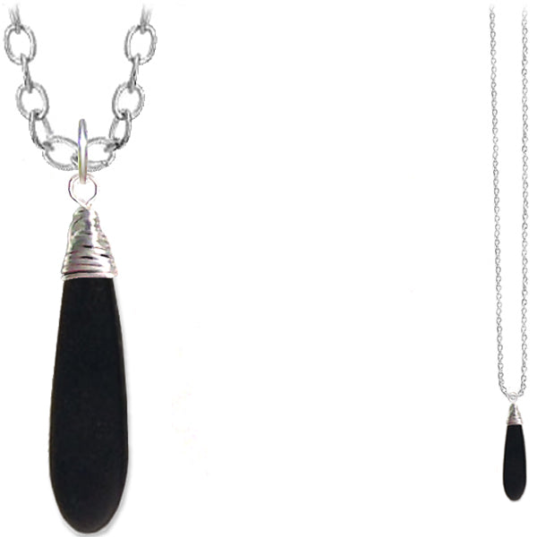 Artisan silver cultured SEA GLASS wire-wrapped sterling multi-colors Dagger 37x10mm U PICK pendant OR w/chain necklace