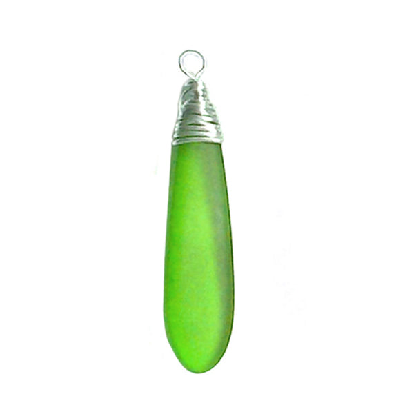 Artisan silver cultured SEA GLASS wire-wrapped sterling multi-colors Dagger 37x10mm U PICK pendant OR w/chain necklace