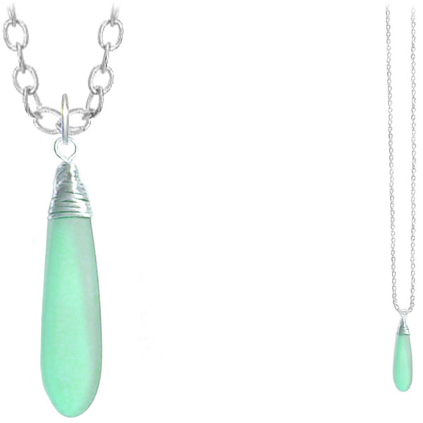 Artisan silver cultured SEA GLASS wire-wrapped sterling multi-colors Dagger 37x10mm U PICK pendant OR w/chain necklace