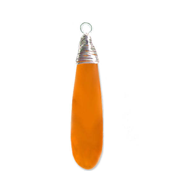 Artisan silver cultured SEA GLASS wire-wrapped sterling multi-colors Dagger 37x10mm U PICK pendant OR w/chain necklace