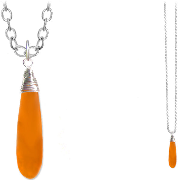 Artisan silver cultured SEA GLASS wire-wrapped sterling multi-colors Dagger 37x10mm U PICK pendant OR w/chain necklace