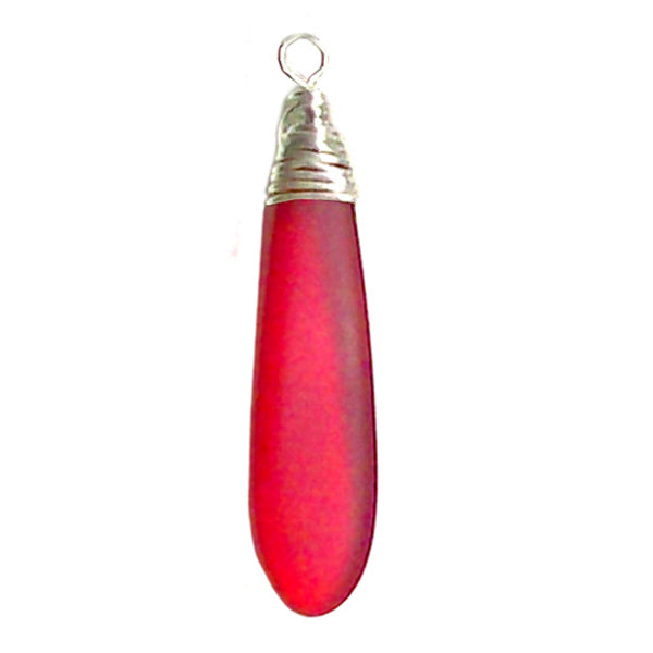 Artisan silver cultured SEA GLASS wire-wrapped sterling multi-colors Dagger 37x10mm U PICK pendant OR w/chain necklace